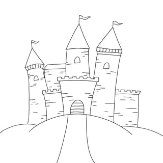 Kleurplaat van een kasteel dat kinderen kunnen inkleuren