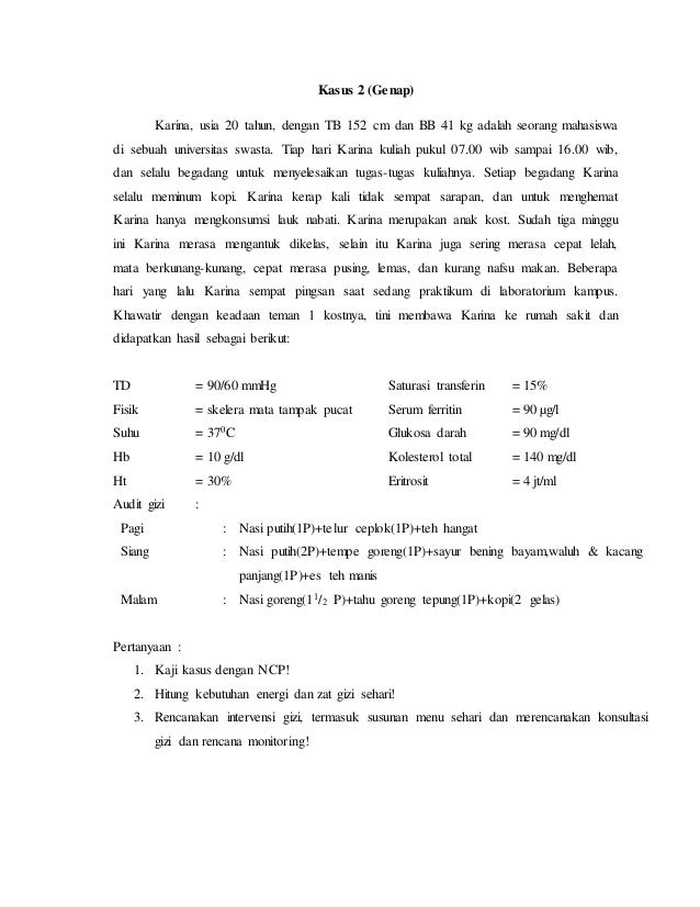 Tatalaksana Gizi Penyakit Anemia Ncp