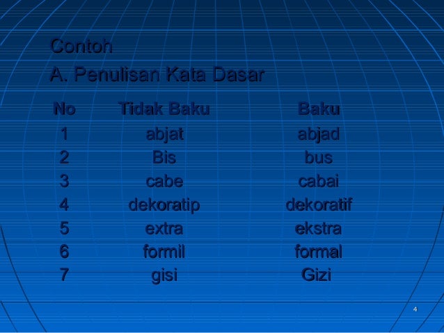 Kata Baku Kata Tdk Baku