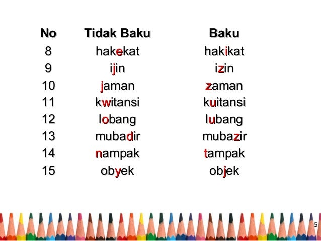 Kata Baku Dan Kata Tidak Baku