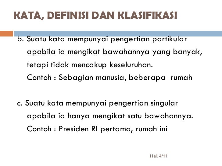 Kata Definisi Dan Klasifikasi