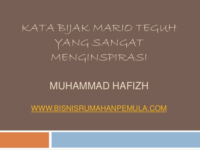  Kata  Bijak Mario Teguh yang  Sangat  Menginspirasi