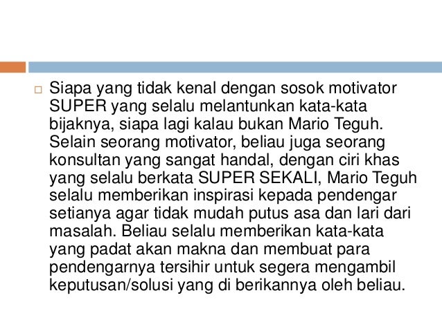 Kata Bijak Mario Teguh Yang Sangat Menginspirasi