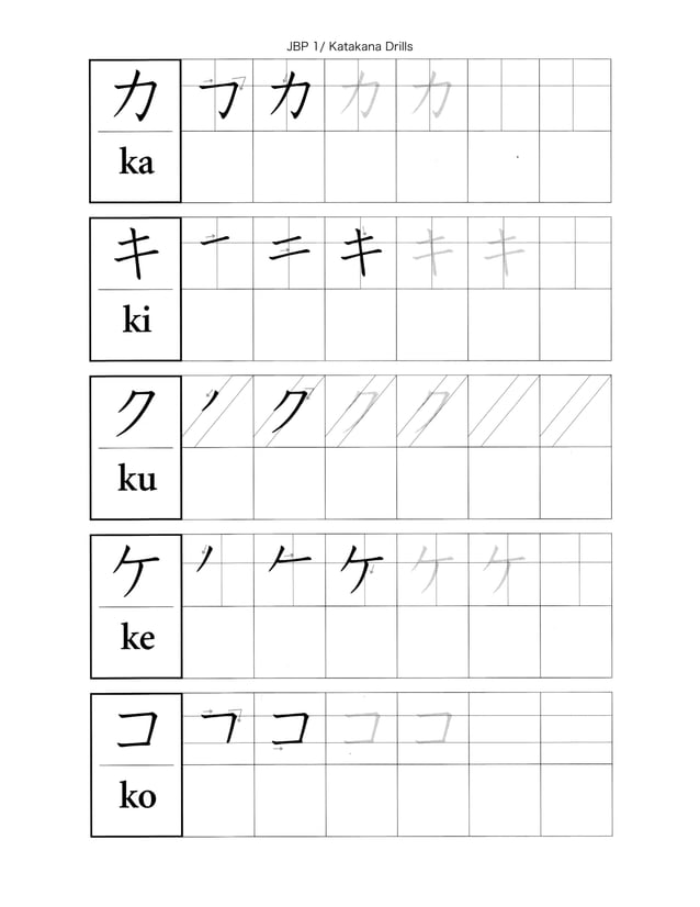 Katakana Writing drill 1
