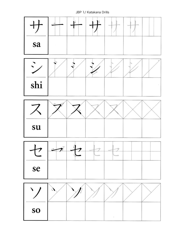 Katakana Writing drill 1