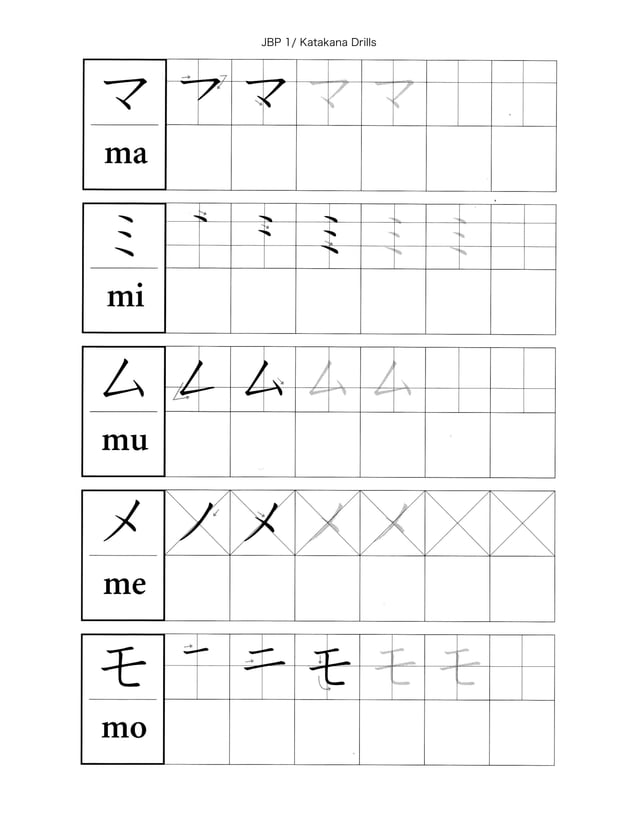 Katakana Writing drill 1