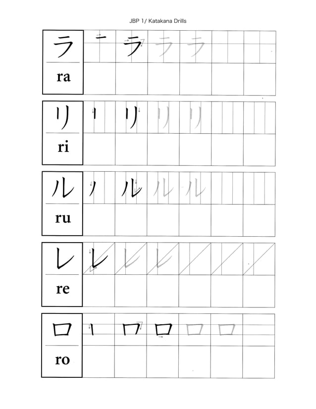 Katakana Writing drill 1