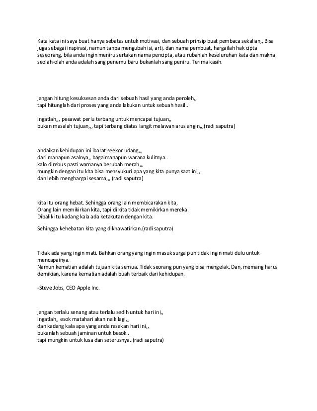 Kata Kata Ini Saya Buat Hanya Sebatas Untuk Motivasi