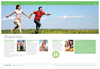 18         Temel	|	Başlarken                                                                                                                                                                                                                                19




Başlarken...
Kilonuzu mu kontrol                                            Kilo kontrol hedefinize                   Sağlıklı kalın - sağlıklı
                                                                                                                                                                                          Kişisel rehber
etmek istiyorsunuz?                                            ulaştınız mı?                             alternatifi seçin
                                                                                                                                                                                          Eğitimli	ve	deneyimli	Bağımsız	Herbalife	Distribütörünüz	
Tükettiğinizden	daha	fazla	kalori	                             Elde	ettiğiniz	sonuçları	koruyun	         Fast	food	yerine	sağlıklı	ve	
                                                                                                                                                                                          sizin	Kişisel	Herbalife	Koçunuzdur.	
yakmalısınız.	Yani,	kalori	kontrollü	                          ve	sağlıklı	alışkanlıklarınızı	sürekli	   besleyici	öğünler	yiyin.	Şekerli	
öğünler	tüketmeniz	ve	düzenli	                                 bir	yaşam	tarzına	dönüştürün-             atıştırmalıklar,	gevrek	gibi	sağlıksız	                                          Hedeflerinize	ulaşmada	ihtiyaç	duyduğunuz	motivasyonu	
egzersiz	yapmanız	gerekiyor.	                                  kalori	alımınızı	kontrol	etmeye	          kalorili	seçeneklere	yönelmek	                                                   size	sunabilmek	için	daima	yanınızdadır.
Daha	uzun	süre	tok	kalabilmeniz	                               devam	edin.	Sağlıklı	besinler,	           yerine	sağlıklı	ve	tok	tutan	                                                    Ürünlerle,	programla	ilgili	soru	sormak	istediğinizde	ya	
için	kaliteli	bitkisel	proteinler	                             renkli	taze	meyve	ve	sebze	               atıştırmalıkları	tercih	edin.	Günde	                                             da	sadece	birileriyle	konuşma	ihtiyacı	hissettiğinizde	
tüketerek	kalori	alımınızı	kontrol	                            atıştırın	ve	uzun	süre	tok	               iki	litre	su	tüketin	ve	düzenli	                                                 Kişisel	Herbalife	Koçunuzla	konuşmaktan	çekinmeyin.	
etmeniz,	gün	boyunca	enerji	                                   kalmanız	için	kaliteli	bitkisel	          egzersizlerinizi	aksatmayın.                                                     Onlar	da	bu	ürünleri	kullandıklarından,	size	rehberlik	
düzeyinizi	koruyabilmeniz	için	                                proteinler	tüketin.	Günde	iki	litre	                                                                                       edecek;	deneyimli	ve	bilgili	olduklarından	size	tavsiyelerde	
daha	karmaşık	karbonhidratlar	                                 su	içerek	vücudunuzu	susuz	                            RU BESLE
                                                                                                                    OĞ                                                                    bulunmaktan	memnun	olacaklardır.	
yemeniz	gerekir.		                                             bırakmayın	ve	haftada	beş	gün		




                                                                                                                              N
                                                                                                             D
                                                               orta	ağırlıkta	egzersizler	yapın.
Enerji	düzeyinizdeki	dalgalanmaları	kontrol	etmek	için	daha	



                                                                                                                                     K AL
                                                                                                          A K TİF



küçük	porsiyonlu	öğünler	yemeye	ve	her	gün	iki	litre	su	


                                                                                                                                 LI
tüketmeye	özen	gösterin.                                                                                        AL

                                                                                                                              IK
                                                                                                             K




                                                                                                                                 L
                                                                                                                          SA Ğ




                           30 yıldır yaşamları değiştiriyor                                                          Herbalife ve ürünleriyle ilgili daha fazla bilgi için www.herbalife.com.tr’yi ziyaret edebilir ya da Distribütörünüzle temasa geçebilirsiniz
 