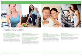 20        Temel	|	Farkı	hissedin                                                                                                                                                                                                                                             21




Farkı hissedin
Özel olduğunuzu hissedin                                        Kontrol altında hissedin                                       İyi hissedin                                            Enerjik hissedin
Kilonuzu	kontrol	etmek	genellikle	zorlu	bir	iştir.	             Kendinize	hiç	vakit	ayıramıyor	musunuz?	Sürekli	çocukların	    Yaşımız	ilerledikçe,	metabolizma	yavaşlar	ve	           Kas	gelişimi	ve	iyi	bir	enerji	kaynağı	için	uygun	ve	
Kalori	alımınızı	kontrol	etmek	ve	aynı	zamanda	                 arkasından	koşmak	ya	da	iş	yerinizdeki	işlerle	mi	             fiziksel	aktiviteler	azalır.	Bu	durumda,	sağlıklı	gıda	 dengeli	beslenme	gerekmektedir.		
                                                                meşgulsünüz?
iyi	bir	beslenme	sağlayabilmek	için	besin	değeri	                                                                              seçenekleri	daha	da	önem	kazanır.			                    Yüksek	proteinli	yiyecekler	egzersiz	programının	bir	parçası	
yüksek	yiyecekleri	tercih	edin.	                                Bu	durumda,	hazırlaması	kolay	ve	lezzetli	sağlıklı	            Vücudunuza	gereksiz	kilolar	yükleyecek	yüksek	kalorili	                   olarak	yağsız	bir	kas	kütlesi	oluşturmanıza,	iyi	karbonhidrat	
Yağsız	proteinli,	yüksek	lifli	ve	kompleks	karbonhidratlı	      öğün	seçeneklerine	sahip	olmanız	önemlidir.		                  yiyeceklerden	kaçının.	Antioksidan,	vitamin	ve	mineral	                   tüketimi	de	egzersizden	önce	vücudunuzun	gereken	enerji	
gıdalar	daha	uzun	süre	tok	kalmanızı	sağlar	ve	öğünler	         Aksi	taktirde	takdirde	sıkılacak	ve	çabuk	                     bakımından	zengin	yiyecekleri	seçin.	Vücudunuzu	hayatın	                  deposuna	sahip	olmasına	yardımcı	olacaktır.
arasında	sağlıksız	atıştırmalıklara	yönelmenizi	engelleyerek	   seçeneklere	bakacaksınız.	                                     her	aşamasında	temel	besinlerle	besleyin;	sindirim	için	lif,	
gün	boyunca	enerji	düzeyinizin	korunmasına	yardımcı	olur.                                                                      kalp	sağlığı	için	Omega-3	yağ	asidi	ve	güçlü	kemikler	ve	
                                                                Meşgulken	daha	fazla	enerjiye	ihtiyaç	duyarsınız	ancak	aynı	   dişler	için	kalsiyum	tüketin.		
                                                                zamanda	yiyeceklerinizin	vücudunuza	sağlıklı	bir	beslenme	
                                                                için	gerekenleri	sunduğundan	da	emin	olmak	istersiniz.	




                          30 yıldır yaşamları değiştiriyor                                                                            Herbalife ve ürünleriyle ilgili daha fazla bilgi için www.herbalife.com.tr’yi ziyaret edebilir ya da Distribütörünüzle temasa geçebilirsiniz
 