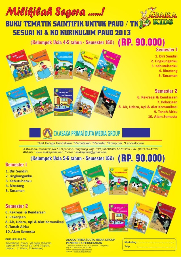  Buku  Paket TK PAUD Kurikulum 2020 BUKU  TK dan PAUD tahun 