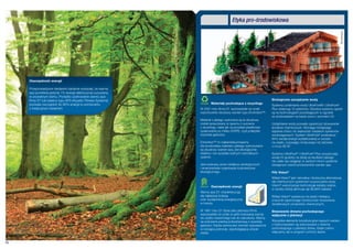 Etyka pro-środowiskowa




                                                                                                                                                                   ©Leaderspa
     Oszczędność energii

     Przeprowadzone niedawno badania wykazały, że wanna
     spa pochłania jedynie 1% energii elektrycznej zużywanej
     w prywatnym domu. Ponadto użytkowanie wanny spa
     firmy D1 lub basenu typu AFS (Aquatic Fitness Systems)                                                     Ekologiczne zarządzanie wodą
     pozwala oszczędzić do 85% energii w porównaniu            	       Materiały pochodzące z recyclingu
                                                                                                                Systemy uzdatniania wody UltraPure® i UltraPure®
     z tradycyjnym basenem.                                    W 2001 roku firma D1 wprowadziła na rynek        Plus obejmują 10 patentów. Obydwa systemy oparte
                                                               wykończenie obudowy wanien typu Envirotect™.     są na technologiach pozostających w zgodzie
                                                                                                                ze środowiskiem na bazie ozonu i promieni UV.
                                                               Materiał z jakiego wykonane są te obudowy
                                                               został opracowany w oparciu o surowce            Uzdatnianie wody pozwala ograniczyć stosowanie
                                                               z recyklingu, takie jak na przykład plastikowe   środków chemicznych. Wymaga mniejszego
                                                               opakowania po mleku (HDPE, czyli polietylen      stężenia chloru niż większość miejskich systemów
                                                               wysokiej gęstości).                              wodociągowych. System UltraPure® przetwarza
                                                                                                                84% swojej energii wydatkowanej w wodzie
                                                               Enivrotect™ to najbardziej przyjazny             na ciepło, zużywając mniej prądu niż żarówka
                                                               dla środowiska materiał z jakiego wykonywane     o mocy 80 W.
                                                               są obudowy wanien spa, jest ekologicznie
                                                               stabilny i nie wydziela żadnych szkodliwych      Systemy UltraPure® i UltraPure® Plus oczyszczają
                                                               oparów.                                          wodę 24 godziny na dobę ze skutkiem jakiego
                                                                                                                nie udało się osiągnąć w żadnym innym systemie
                                                               Jest polecany przez działaczy ekologicznych      dostępnym wśród producentów wanien spa.
                                                               i amerykańskie organizacje budownictwa
                                                               ekologicznego.                                   Filtr Vision®
                                                                                                                Wkład Vision® jest naturalną i skuteczną alternatywą
                                                                                                                dla chemicznych systemów oczyszczania wody.
                                                               	       Oszczędność energii                      Vision® wykorzystuje technologię katalizy srebra,
                                                                                                                w wyniku której eliminuje się 99,96% bakterii.
                                                               Wanny spa D1 charakteryzują
                                                               się najlepszą izolacją                           Wkład Vision® wystarcza na sześć miesięcy,
                                                               oraz wydajnością energetyczną                    znacznie ograniczając konieczność stosowania
                                                               w branży.                                        dodatkowych produktów chemicznych.

                                                               W 1981 roku D1 Spas jako pierwsza firma          Stosowanie drewna pochodzącego
                                                               wprowadziła na rynek w pełni izolowaną wannę     wyłącznie z plantacji
                                                               do użytku naziemnego lub do zabudowy. Wanny
                                                               są izolowane pianką poliuretanową o wysokiej     Wszystkie elementy konstrukcyjne naszych wanien
                                                               gęstości. Każda wanna jest również wyposażona    z hydromasażem są wykonywane z drewna
                                                               w izolującą pokrywę, zapobiegającą utracie       pochodzącego z plantacji drzew, dzięki czemu
                                                               ciepła.                                          włączamy się w program ochrony lasów.


16
 