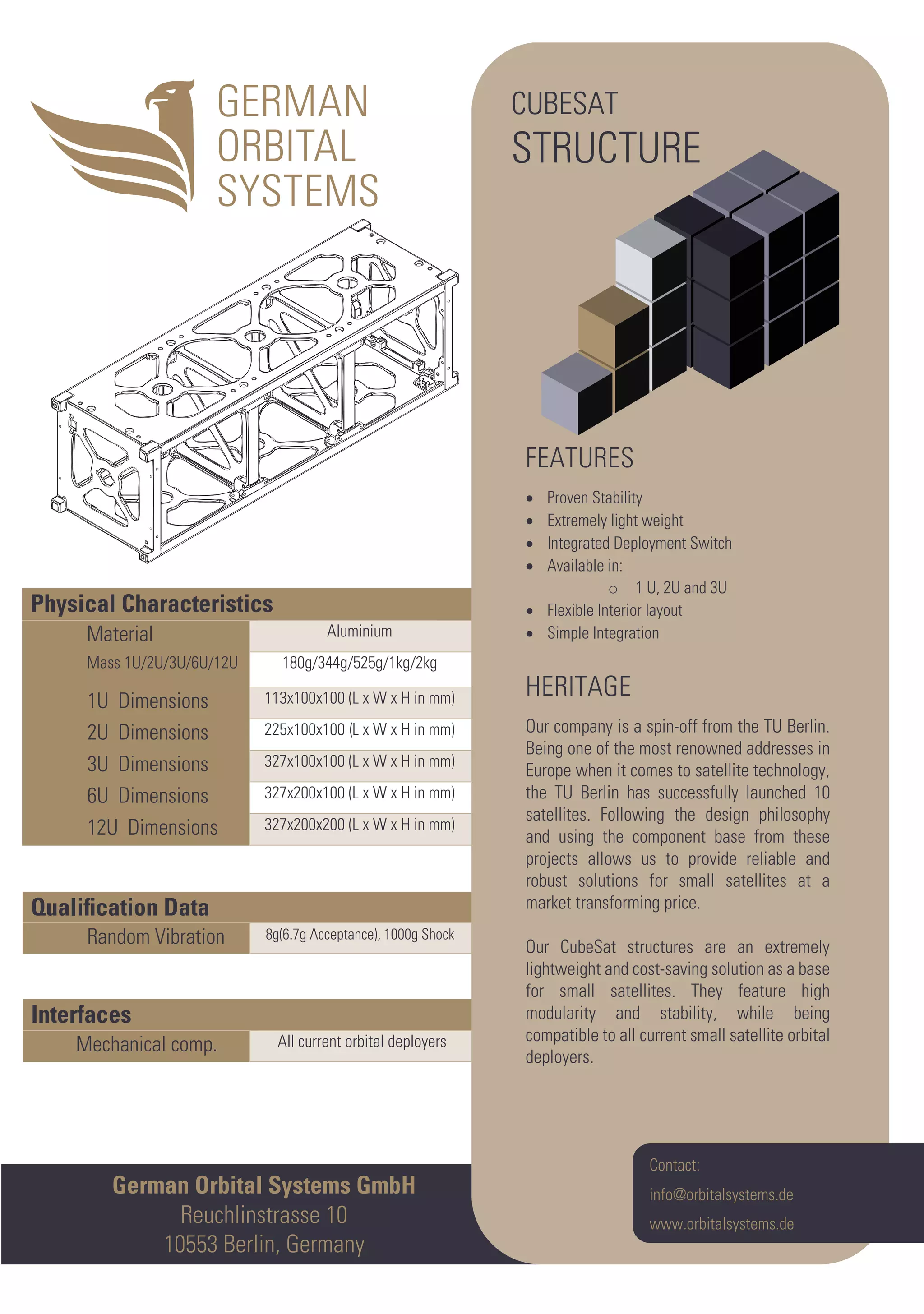 Nanosatellite Components Catalogue German Orbital Systems | PDF