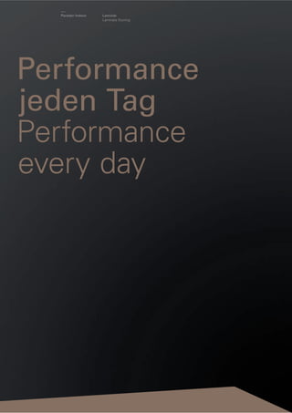 Parador Indoor

Laminat
Laminate ﬂooring

Performance
jeden Tag
Performance
every day

 