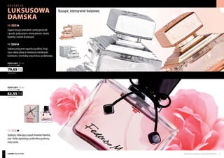 kolekcja
luksusowa
damska
FM 303
Zapach kuszący aromatem czarnej porzeczki
i gruszki, połączonym z wonią piwonii, kwiatu
bawełny i nutami drzewnymi.
FM 304
Stylowe połączenie zapachu passiflory, frezji,
irysa i ylang-ylang ze świeżością mandarynki,
kumkwatu i orientalną nutą drzewa sandałowego.
1251,00 PLN/1 l
62,55 PLN
perfumy 50 ml
zaperfumowanie 20%
FM 354
Spokojny, relaksujący zapach kwiatów bawełny,
róży i fiołka alpejskiego, podkreślony pudrową
nutą irysów.
perfumy 50 ml
zaperfumowanie 20%
1593,00 PLN/1 l
79,65 PLN
Kuszące, intensywnie kwiatowe.
Produkty FM są oryginalnymi produktami FM GROUP World 2120 luxury collection
 