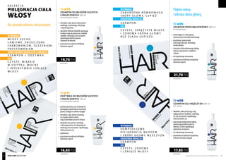WYZWANIE:
włosy suche ,
łamliwe , zniszczone
farbowaniem , suszeniem ,
prostowaniem
KOMPLEKSOWA KURACJA W 2 KROKACH:
szampon + odżywka
CEL:
czyste , miękkie
w dotyku , mocne
i intensywnie lśniące
włosy
WYZWANIE:
zaburzona równowaga
skóry głowy, łupież
codzienna KURACJA:
szampon
CEL:
czyste , sprężyste włosy
i zdrowa skóra głowy
bez śladu łupieżu
WYZWANIE:
kompleksowa
pielęgnacja włosów
i skóry głowy mężczyzn
codziennA KURACJA:
szampon
CEL:
czyste , zdrowe
i lśniące włosy
	 proteiny pszenicy oraz ceramidy A2 		
	 pomagają zregenerować zniszczone 		
	 pasma, nadając im zdrowy wygląd
	 ekstrakty z alg i aloesu sprawiają,
	 że z każdym dniem włosy 		
	 stają się bardziej puszyste i lśniące
	 składniki intensywnie nawilżają
	 i odżywiają włosy, nie obciążają ich, 		
	 ułatwiają rozczesywanie i zapobiegają 	
	 elektryzowaniu się
	spłukiwana
	 pozostawia na włosach delikatny, 		
	 kwiatowy zapach
111,00 PLN/1 l
16,65 PLN
FM w09
SZAMPON DO WŁOSÓW SUCHYCH
I ZNISZCZONYCH 200 ml
Dry and damaged hair shampoo
	 ekstrakty z alg i aloesu intensywnie 		
	 nawilżają, wzmacniają, odżywiają
	 i regenerują włosy
	 specjalnie dobrane składniki sprawiają, 	
	 że włosy stają się elastyczne, miękkie
	 i gładkie, ułatwiają rozczesywanie, 		
	 zapobiegają elektryzowaniu
	 i łamaniu się włosów
	 pozostawia na włosach delikatny, 		
	 kwiatowy zapach
98,50 PLN/1 l
19,70 PLN
FM w08
SZAMPON DLA MĘŻCZYZN 200 ml
Men’s shampoo
FM w06
SZAMPON PRZECIWŁUPIEŻOWY 200 ml
Anti-dandruff shampoo
	 składniki, takie jak wyciąg z alg,
	 nadają włosom miękkość, ułatwiają
	 ich rozczesywanie i zapobiegają 		
	 elektryzowaniu się
	 poprawiają kondycjęskórygłowy,		
	 ograniczająprzetłuszczaniesię
	 włosów, a także zapobiegają 		
	 pojawieniu się łupieżu
	 do codziennego stosowania
	 pozostawia na włosach przyjemny, 		
	 cedrowo-korzenny zapach
	 działa kojąco na skórę głowy, 		
	 przywraca jej naturalną równowagę
	 pirytionian cynku działa 		
	 przeciwgrzybicznie, likwidując
	 oznaki łupieżu
	 minerały z Morza Martwego dodają 		
	 włosom sprężystości, miękkości
	 i blasku
	 do regularnego stosowania
	 pozostawia na włosach przyjemny, 		
	 owocowy zapach
89,25 PLN/1 l
17,85 PLN
108,50 PLN/1 l
21,70 PLN
FM w11
ODŻYWKA DO WŁOSÓW SUCHYCH
I ZNISZCZONYCH 150 ml
Dry and damaged hair conditioner
Produkty FM są oryginalnymi produktami FM GROUP World 6968 hair CARE collection
Piękne włosy
i zdrowa skóra głowy.
kolekcja
pielęgnacja ciała
WŁOSY
Na ratunek włosom zniszczonym.
 