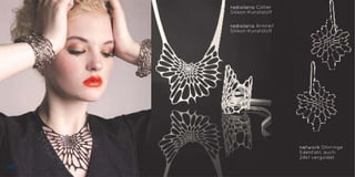 radiolaria Collier
Silikon-Kunststoff
radiolaria Armreif
Silikon-Kunststoff
network Ohrringe
Edelstahl, auch:
24kt vergoldet
26
 