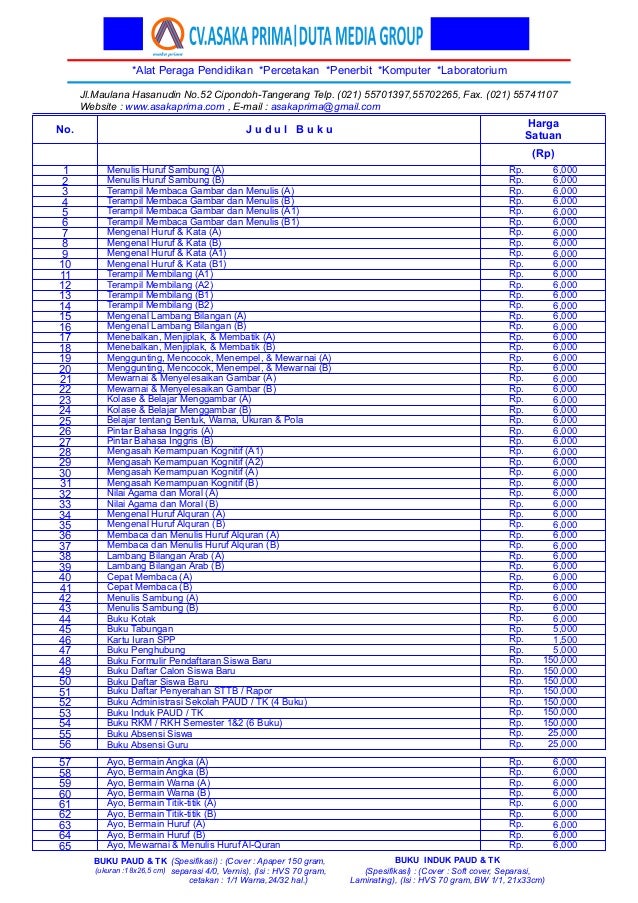 KATALOG BUKU PAUD TK 2019 bUkU paket Tk buku PaUd KATALOG BUKU PAUD TK 2019 bUkU paket Tk buku PaUd