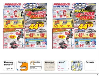 Katalog               faktoren                   evolution                    adaption                     proof                   post-it   formate
      trends 07
      J AGD -              Z IV I LIS I ER T E   I ND U ST RI E           I N F O RM AT IO NS -   W I SS E N S-          VI RT UEL L E
AFT   G Eoyen.de T
         S EL LS C H A F   G ESELL SCHA F T      GE SE L L S C H AF T     GE S E L L S C H AF T   GES E L L S CHAF T     GE S EL LS CHA FT

      SCHR I FT            SCH RIFT              Z EI T U N G             P R IN T                W E B 2. 0             M EDI A 3.0
      STE I N TA FE L      PAPIER                L I T FA S S S Ä U L E   R A DI O                P OD CA S T            K ON SO L EN
                           BU CH DRU CK          FO TO GR A F I E         TV                      W E B L OG S           G AM I NG
                                                 TE LE FO NI E            IN T E R NE T           W IK I                 VI RTU EL LE WE LTE N               8
 