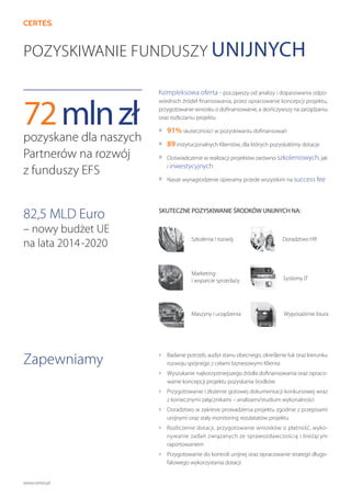 82,5 MLD Euro
– nowy budżet UE
na lata 2014-2020
Wyposażenie biuraMaszyny i urządzenia
Szkolenia i rozwój
Systemy IT
Marke...