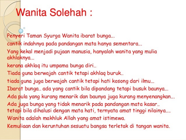 Kata mutiara wanita solehah