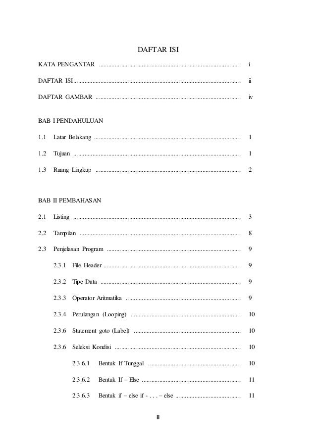 Kata Pengantar Daftar Isi Dan Daftar Gambar Makalah Algoritma Dan Pe