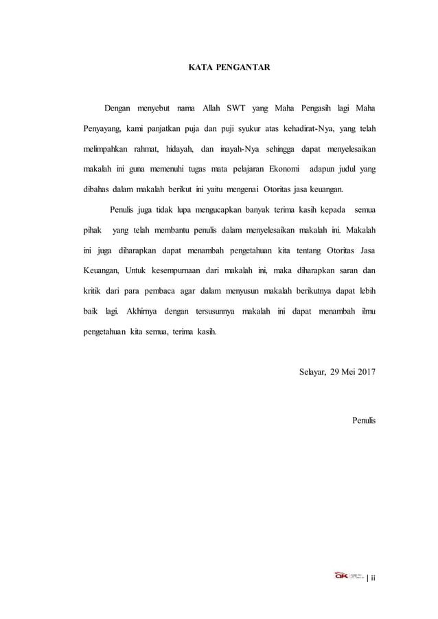 Kata pengantar makalah ekonomi