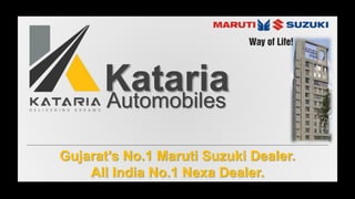 KatariaAutomobiles
Gujarat’s No.1 Maruti Suzuki Dealer.
All India No.1 Nexa Dealer.
 