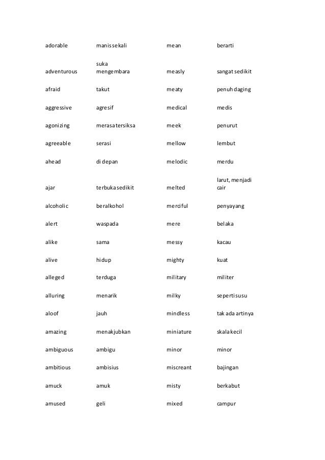 20 kata sifat bahasa inggris