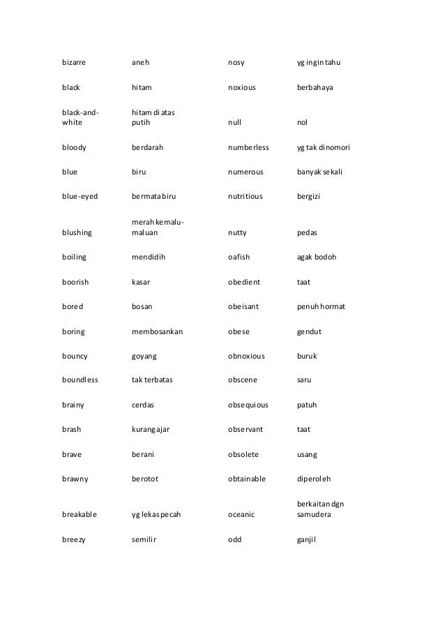 20 Kata  Sifat Dalam  Bahasa  Inggris  Kumpulan Kata  Kata  