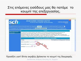 Στις επόμενες εισόδους μας θα πατάμε  το κουμπί της επεξεργασίας. Προσέξτε γιατί δίπλα ακριβώς βρίσκεται το κουμπί της διαγραφής sos 