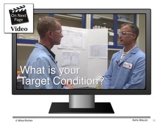 On	
  Next	
  
Page	
  

© Mike Rother!

KATA WALKS!

24	
  

 