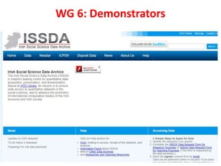 WG 6: Demonstrators
Training &
capacity
building at UCD
Info & Comms
School
 