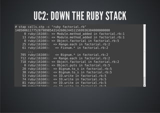 UC2: DOWN THE RUBY STACK
#sa clssp- "uyfcoilr"
  tp al.t c rb atra.b
10061727884120241593340000
45017589953466451696800000
    0rb(66) = Mdl.ehdaddi fcoilr:
      uy110: > ouemto_de n atra.b1
   1 rb(66) < Mdl.ehdaddi fcoilr:
    3 uy110: = ouemto_de n atra.b1
    0rb(66) = Ojc.atra i fcoilr:
      uy110: > betfcoil n atra.b5
   2 rb(66) = Rneec i fcoilr:
    5 uy110: > ag.ah n atra.b2
   6 rb(66)
    1 uy110: = Fxu. i fcoilr:
              > inm* n atra.b2
     ..
      .
  75rb(66)
   0 uy110: < Bgu. i fcoilr:
              = inm* n atra.b2
  72rb(66) < Rneec i fcoilr:
   1 uy110: = ag.ah n atra.b2
  78rb(66) < Ojc.atra i fcoilr:
   1 uy110: = betfcoil n atra.b2
    0rb(66) = Ojc.usi fcoilr:
      uy110: > betpt n atra.b5
   2 rb(66) = Bgu.osi fcoilr:
    0 uy110: > inmt_ n atra.b5
   3 rb(66) < Bgu.osi fcoilr:
    8 uy110: = inmt_ n atra.b5
   5 rb(66) = I.rt i fcoilr:
    3 uy110: > Owie n atra.b5
   7 rb(66) < I.rt i fcoilr:
    4 uy110: = Owie n atra.b5
   8 rb(66) = I.rt i fcoilr:
    1 uy110: > Owie n atra.b5
   9 rb(66) < I.rt i fcoilr:
    9 uy110: = Owie n atra.b5
  16rb(66) < Ojc.usi fcoilr:
   0 uy110: = betpt n atra.b5
 