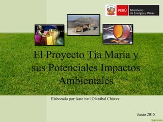 El Proyecto Tía María y
sus Potenciales Impactos
Ambientales
Elaborado por: kate itati Olazábal Chávez
Junio 2015
 
