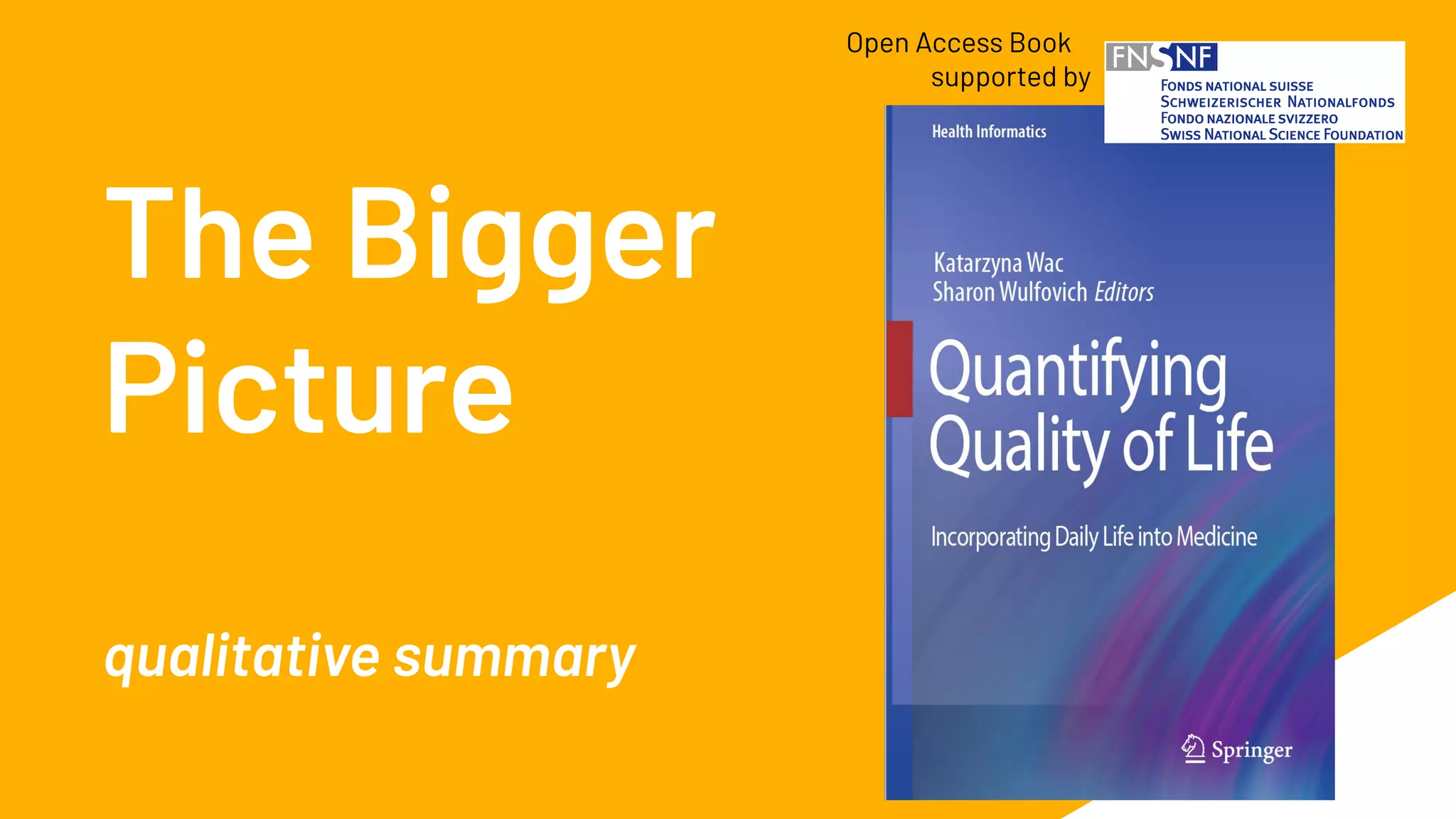 The Bigger
Picture
qualitative summary
Open Access Book
supported by
 