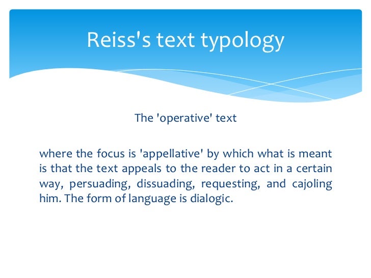 summary katharina reiss type kind and individuality of text Response paper: 4 katharina reiss, type, kind and individuality of text: decision making in translation hans j vermeer, skopos and commission in translational action. summary katharina reiss type kind and individuality of text Response paper: 4 katharina reiss, type, kind and individuality of text: decision making in translation hans j vermeer, skopos and commission in translational action.