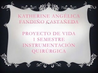KATHERINE ANGÉLICA
FANDIÑO CASTAÑEDA

 PROYECTO DE VIDA
    1 SEMESTRE
 INSTRUMENTACIÓN
    QUIRÚRGICA
 