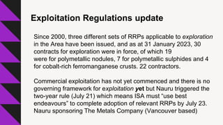 RECENT DEVELOPMENTS IN THE REGULATION OF DEEP SEABED MINING | PPT