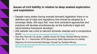 RECENT DEVELOPMENTS IN THE REGULATION OF DEEP SEABED MINING | PDF