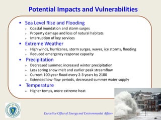 Executive Office of Energy and Environmental Affairs
Potential Impacts and Vulnerabilities
 Sea Level Rise and Flooding
...