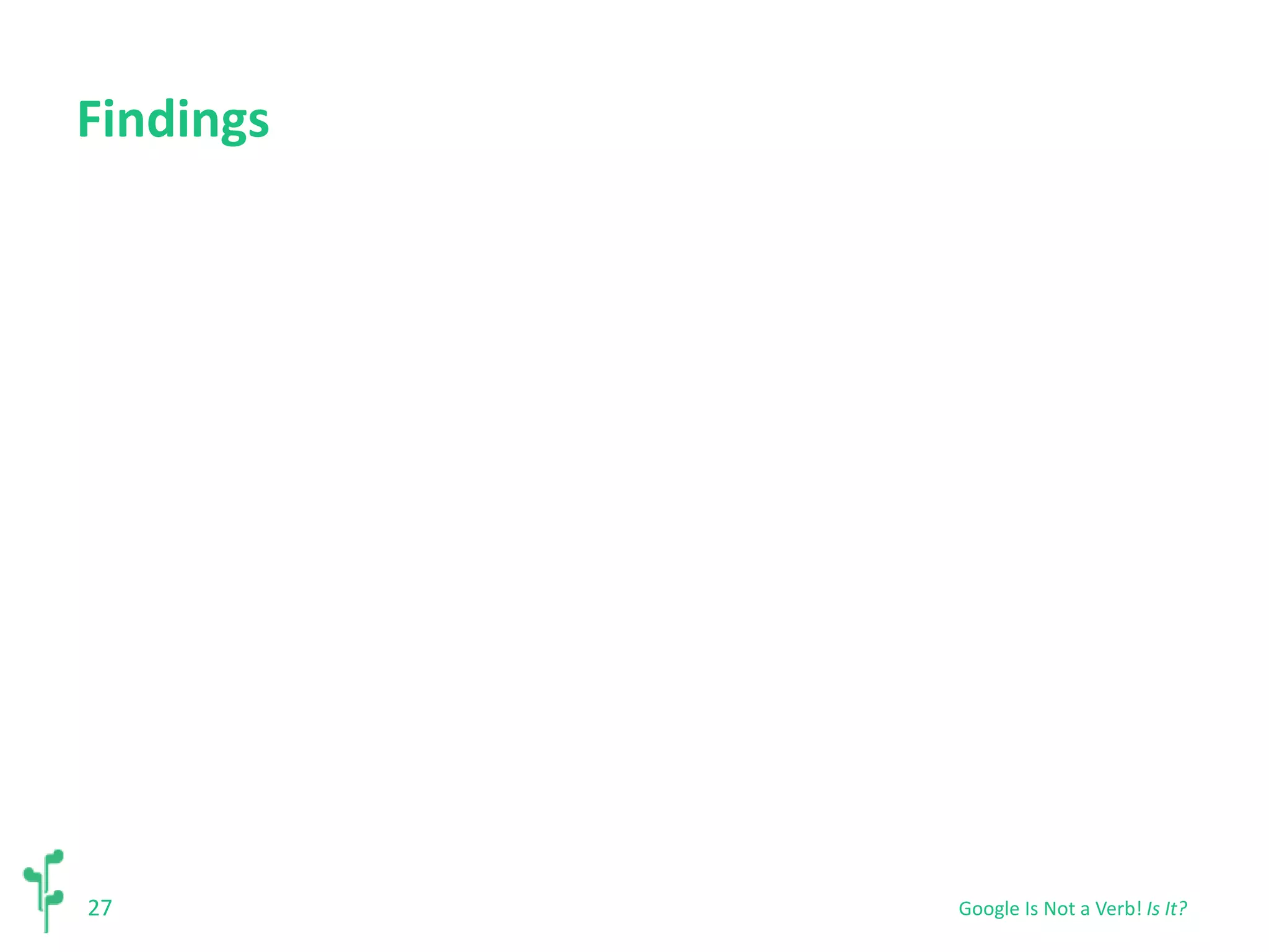 Findings 
27 
Google Is Not a Verb! Is It? 
 