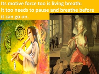 Its motive force too is living breath: it too needs to pause and breathe before it can go on.  