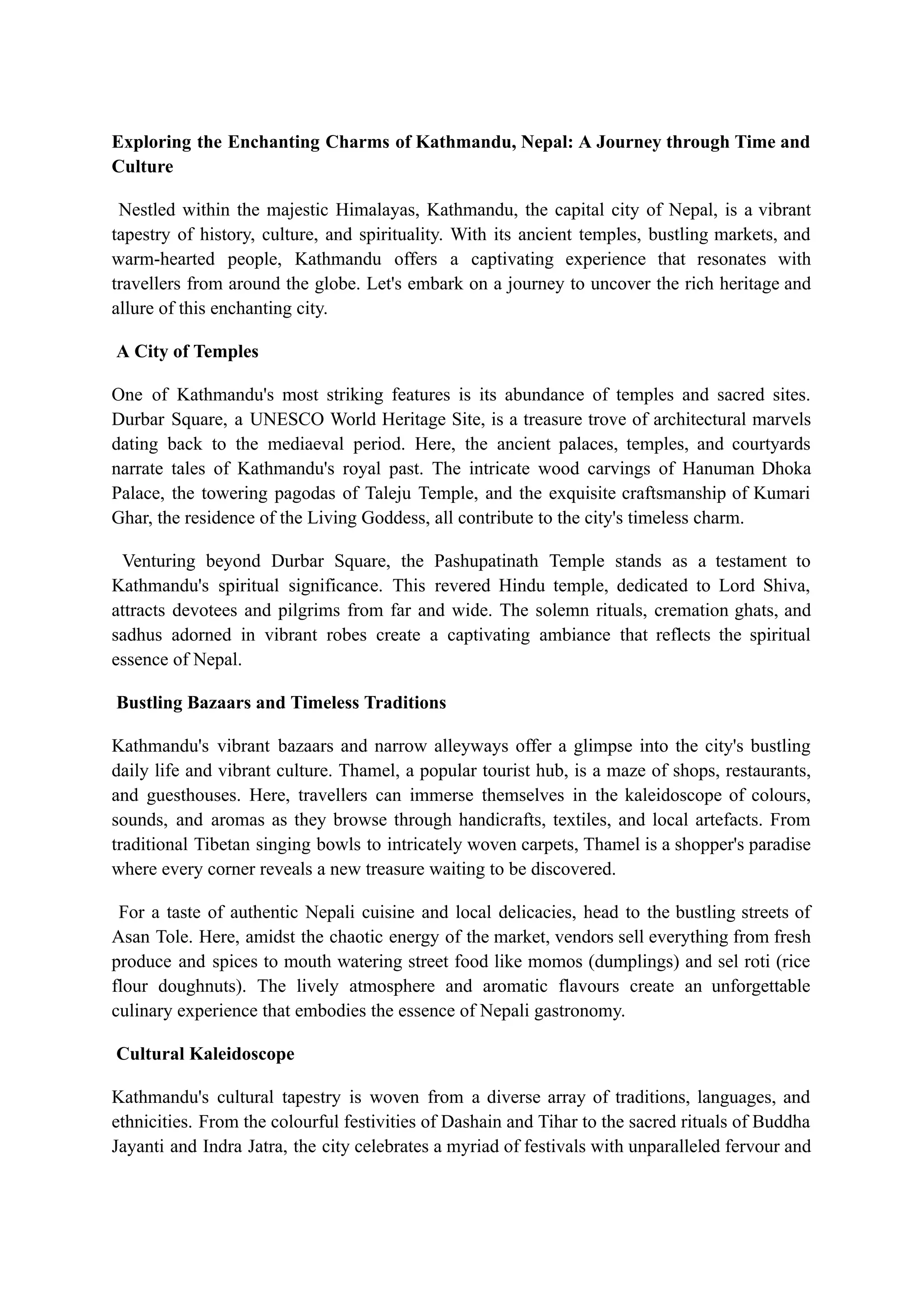 Nestled within the majestic Himalayas, Kathmandu, the capital city of Nestled within the majestic Himalayas, Kathmandu, the capital city of