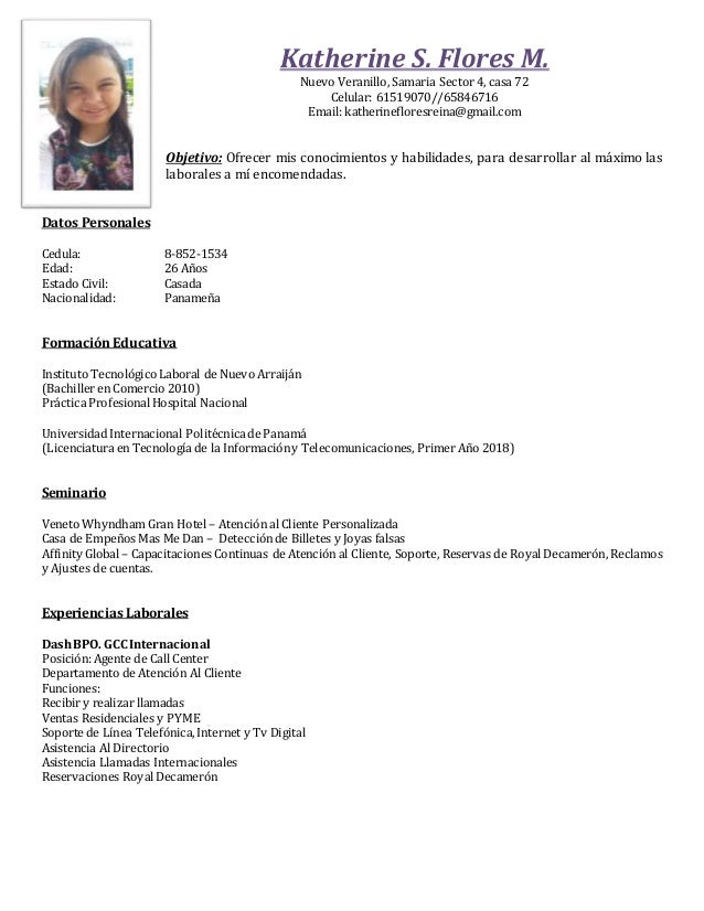Curriculum vitae panama picture