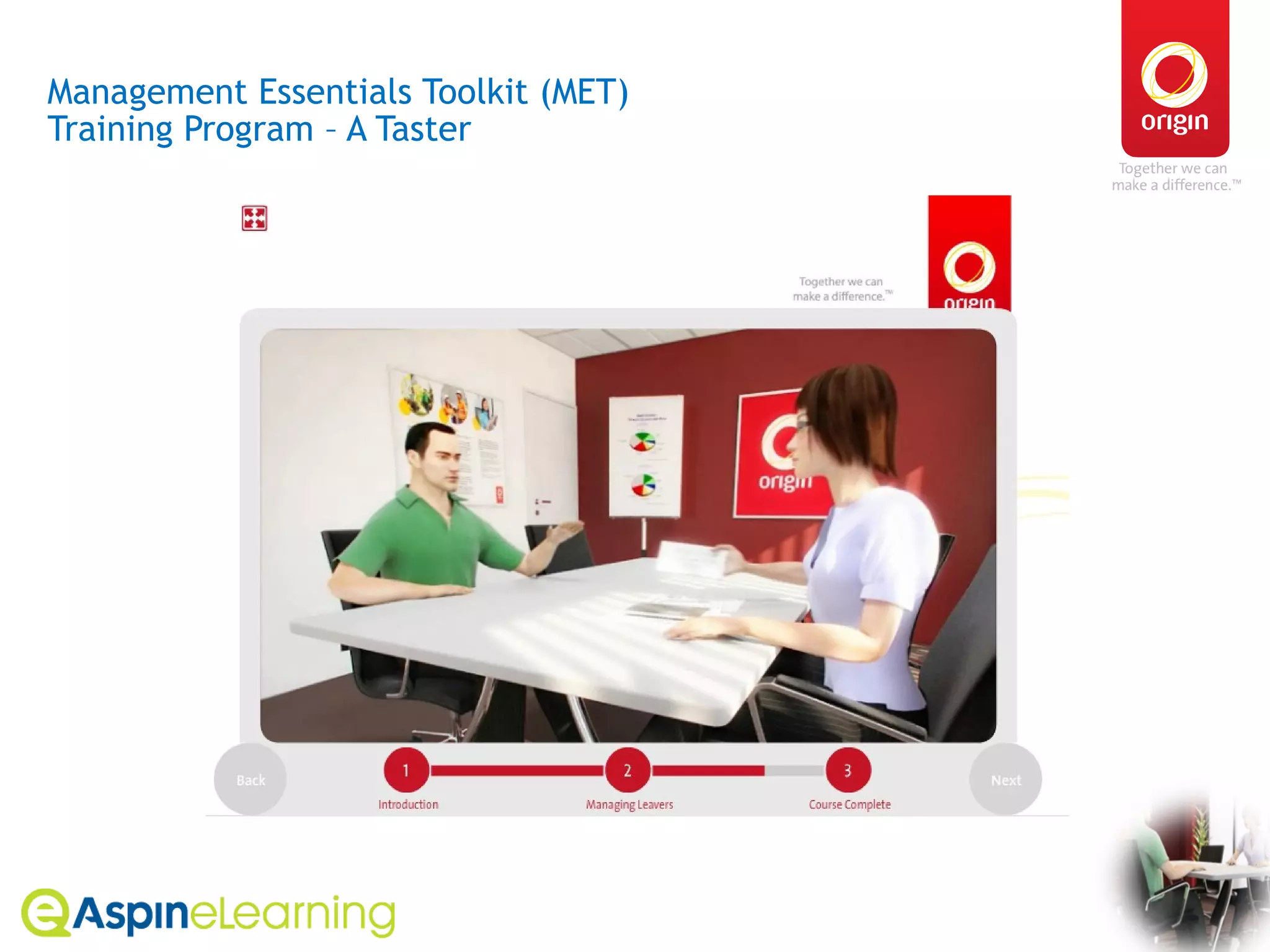 Management Essentials Toolkit (MET)  Training Program – A Taster 