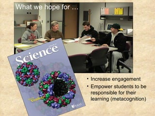 What we hope for … Increase engagement Empower students to be responsible for their learning (metacognition) 