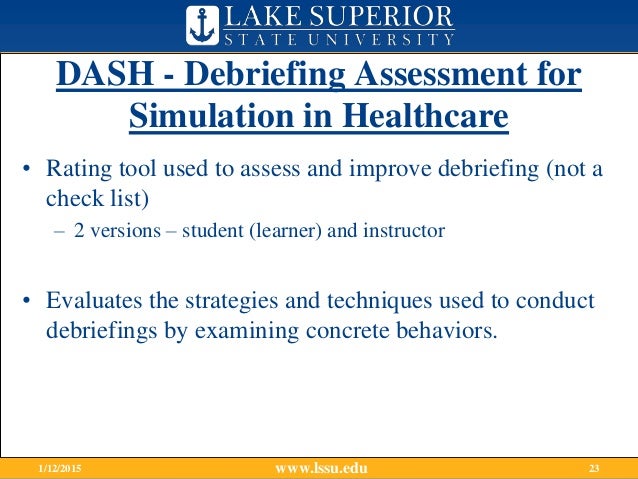 Dash Debriefing Tool , Débriefing Assessment for Simulation in ...