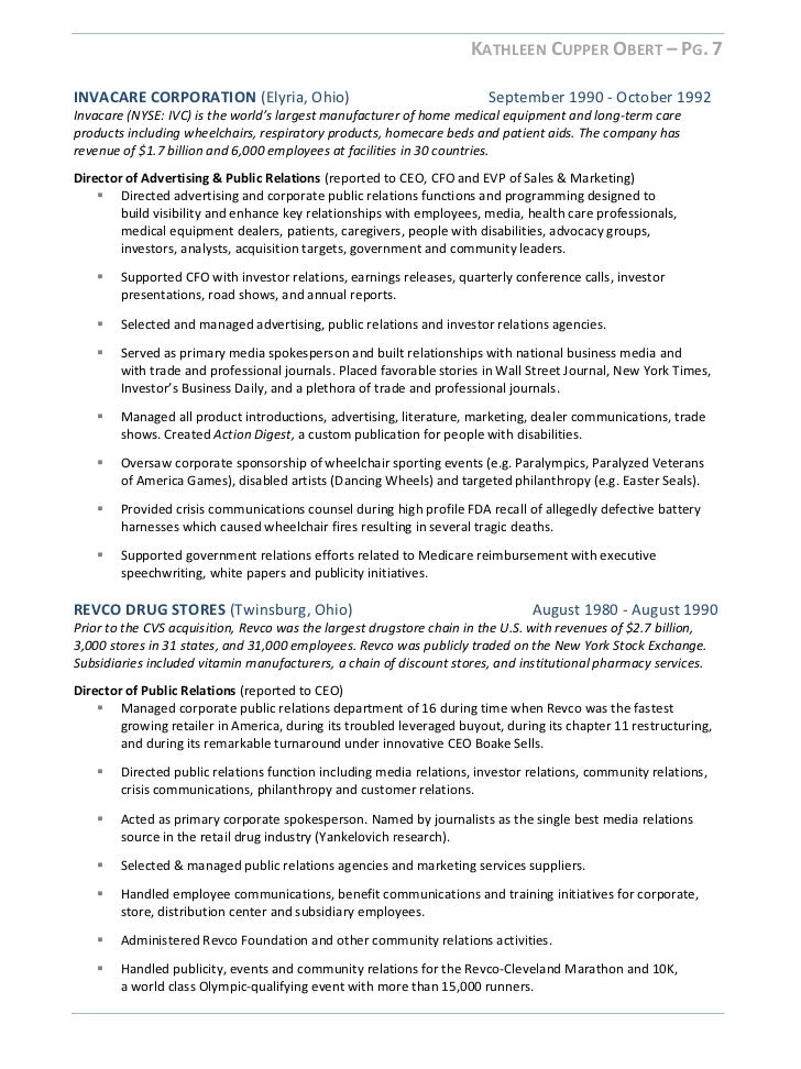 investor relations resumes