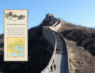 The Great Wall of China


This is the Great Wall at
 Badaling. Last year we
went to another part &
 the steps were harder!
 